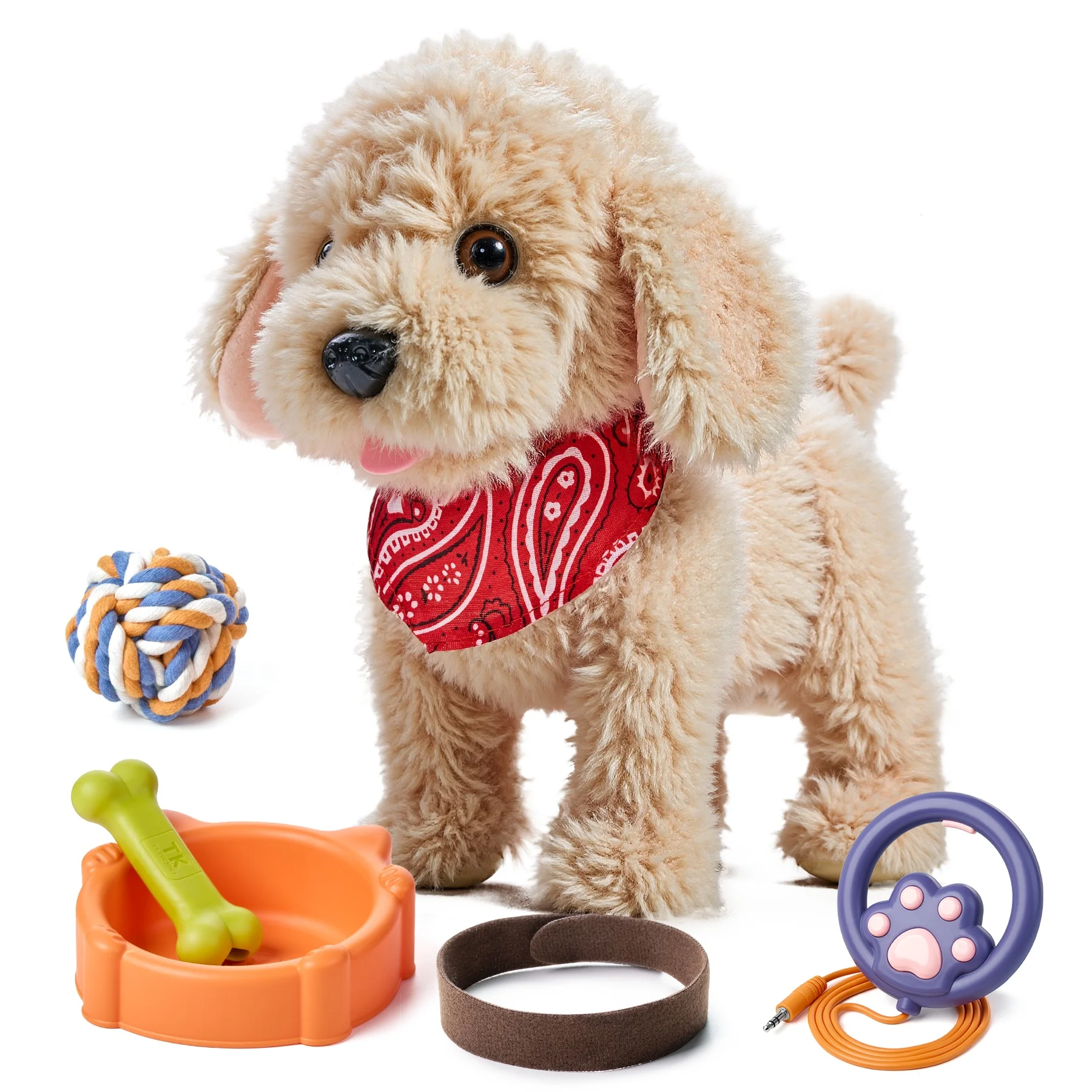 Tumama Kids Plush Golden Retriever Toy Puppy Electronic Interactive Pet Walking Dog With Remote Control Barking Walking Dog