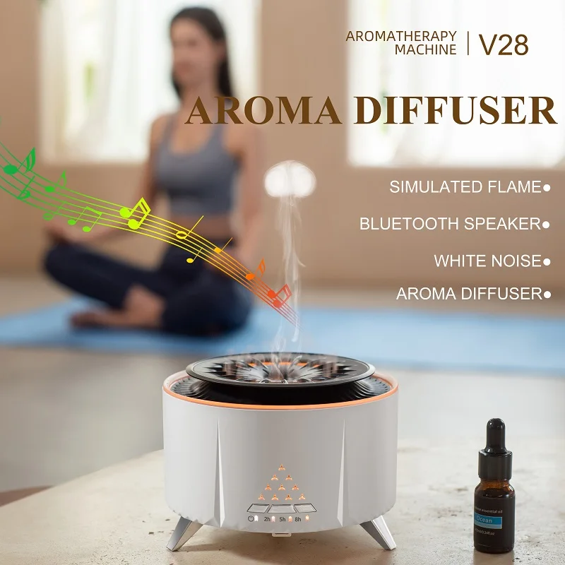 Hot Selling Tabletop Volcano Diffuser Difusor Oil Reup Remote 350ml Aroma Air 350Ml Jellyfish Spray Fire Flame Humidifier