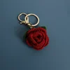 Red-crochet rose keychain