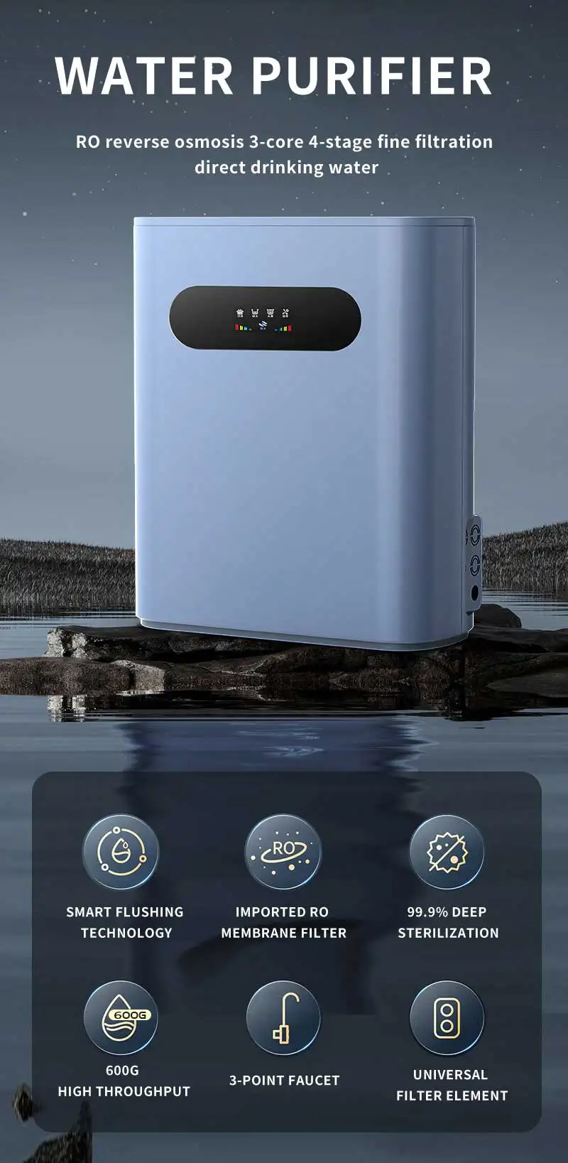 2025 Latest Household for Home Use Under Sink Electric Ro Water Purifier