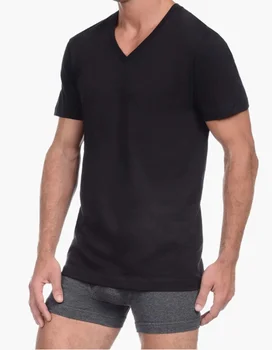 Custom 96 Cotton 4 Spandex Men's Black V Neck Fitness T Shirt Suppliers