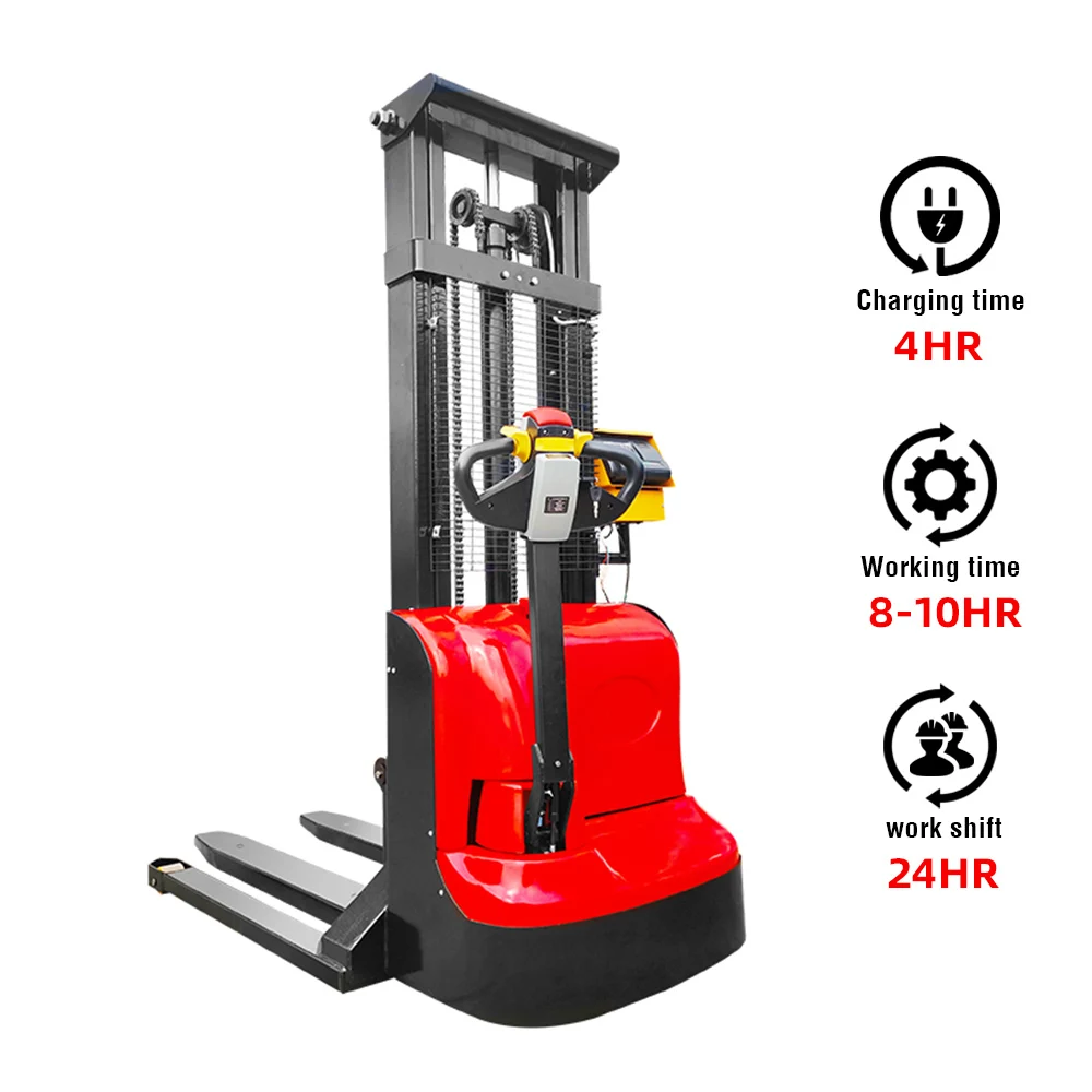 Warehouse Euippment 3 Way Stacker 1 Ton 1.5 Ton Seated Stand on Electric Forklift Stacker with 3m 4m 5m 6m 7m 10m Height