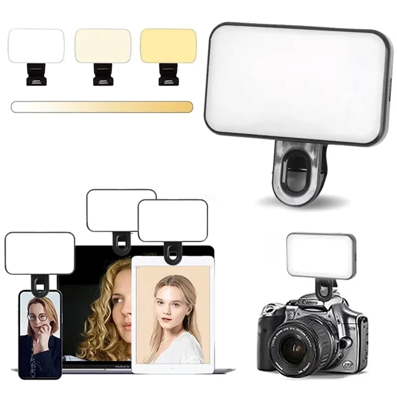 2024 Factory Outlet Mini Clip Led Selfie Light ODM Mobile Phone 3 Colours Fill Light Video Conferencing Portable Video Light