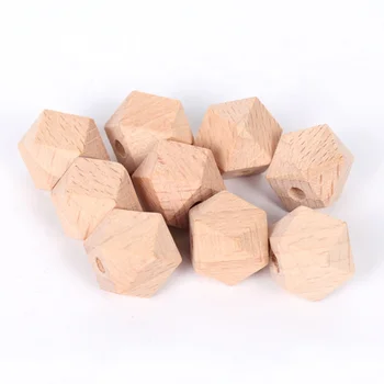 Wholesale 16mm Wooden Beads Natural Polygon Beech Beads Wood For Baby Pacifier Chain Accessories
