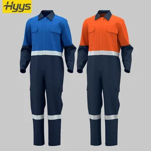 Factory Direct Unisex Work Overalls with Reflective Strips Safety Construction Workwear Coveralls Industry Work Clothes