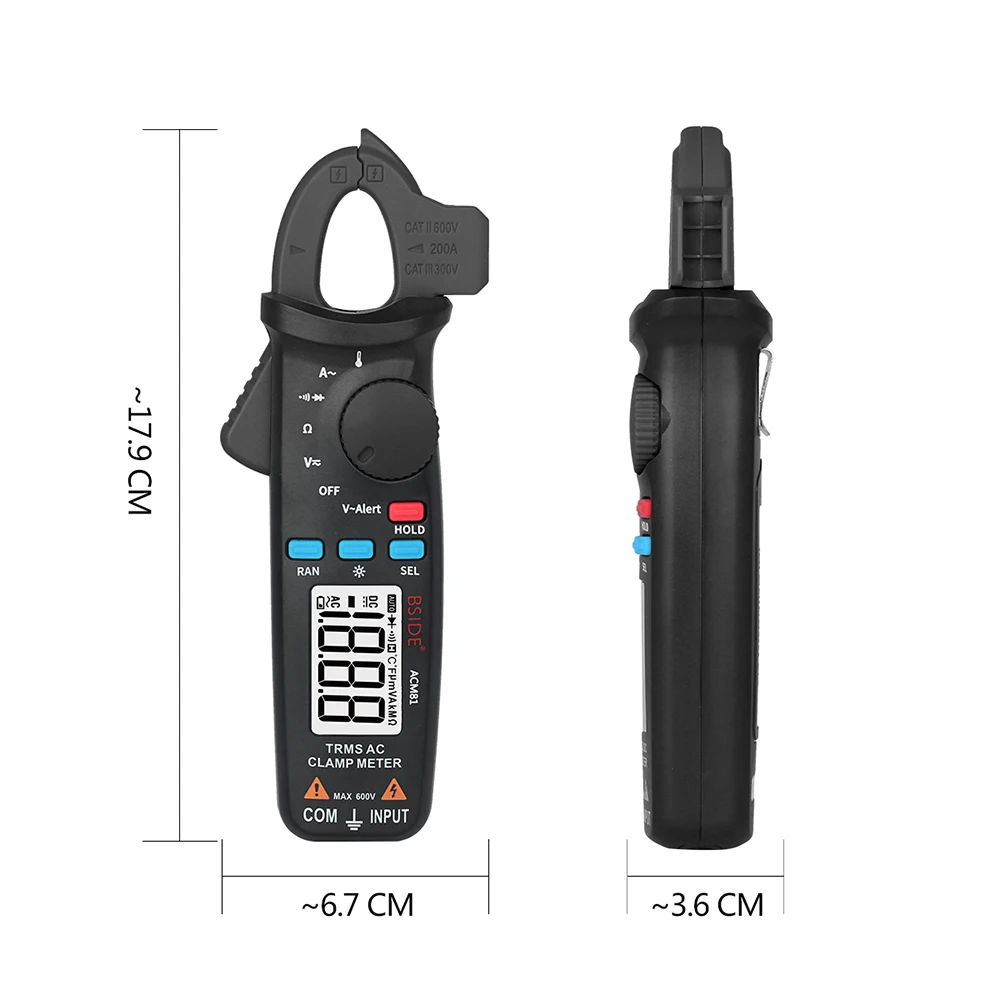 newest design 3 1/2 mini digital ac current clamp meter with true RMS V-Alert Current Test Diode Tester