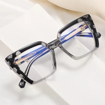 Wholesale Newest Light Portable Anti Blue Light Eyeglasses Reading Glasses Fashion Big Frame Women Optical Frame Glasses