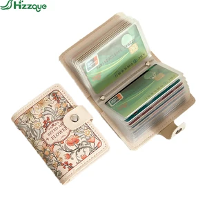 Fashion Ladies A6 Wallet Card Holder Soft PU Leather Portable Spiral Bound Card Case with 20P Coin Storage Clip