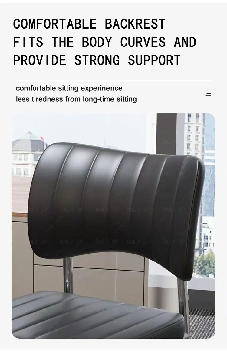 Stackable Faux Leather Office Chair With Thick Cushion Ergonomic Backrest Upholstered Computer Chair For Meeting Conference