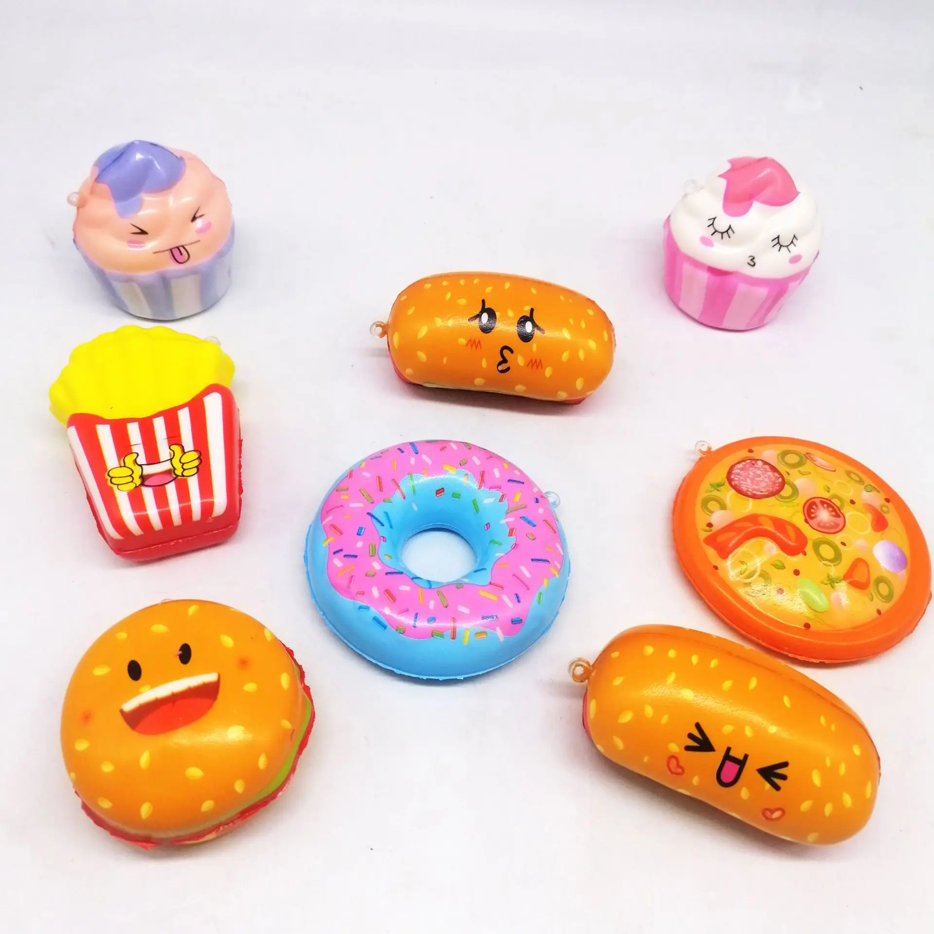 Kawaii Soft PU Foam Slow Rising Mini Food Squishy Keychain Toys
