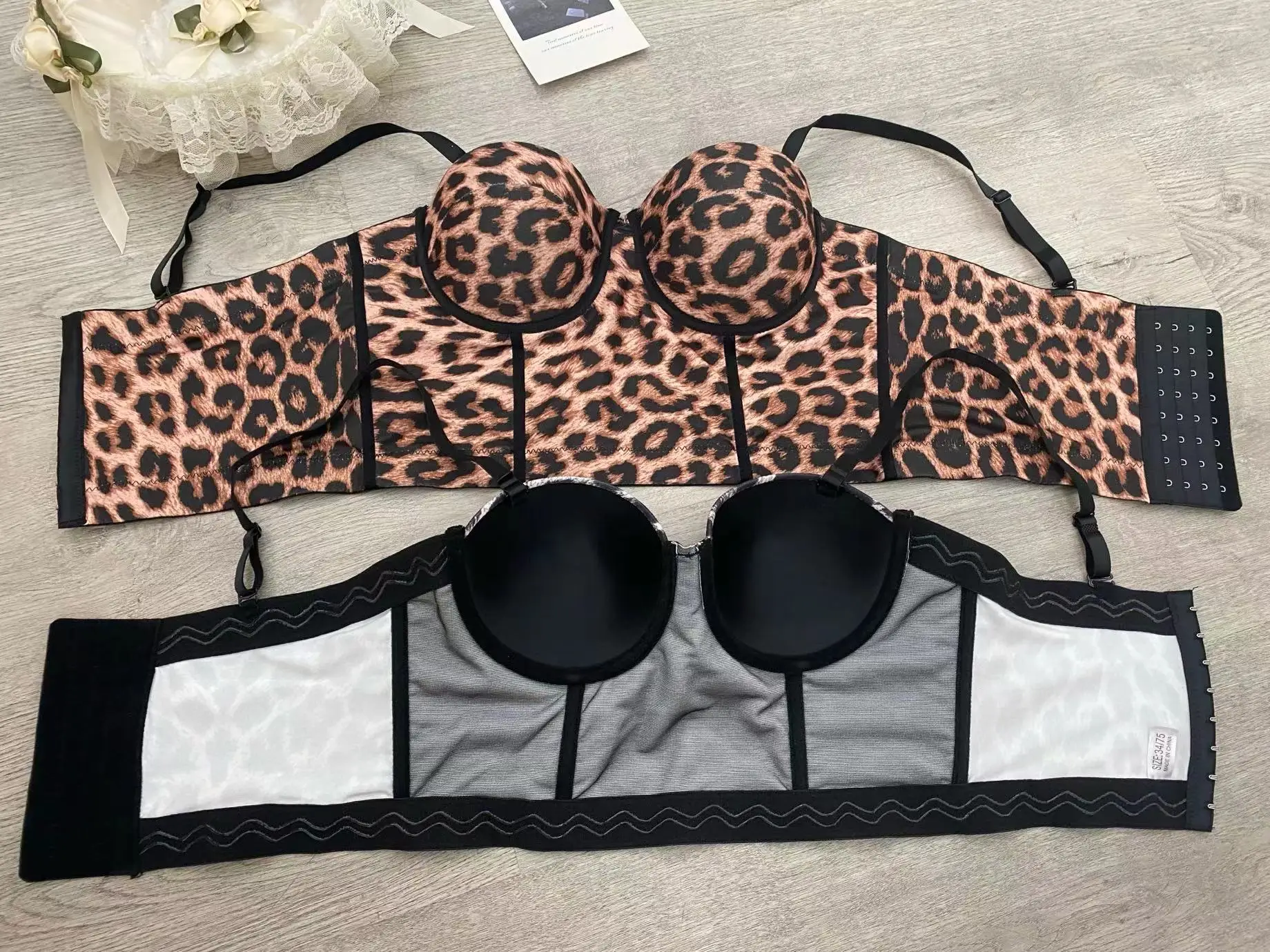 Wholesale Bustier Short Casual Party Outfit Spaghetti Strap Leopard Print  Corset Bra Top Corsets Femme De Mujer Tops Tipo Corse