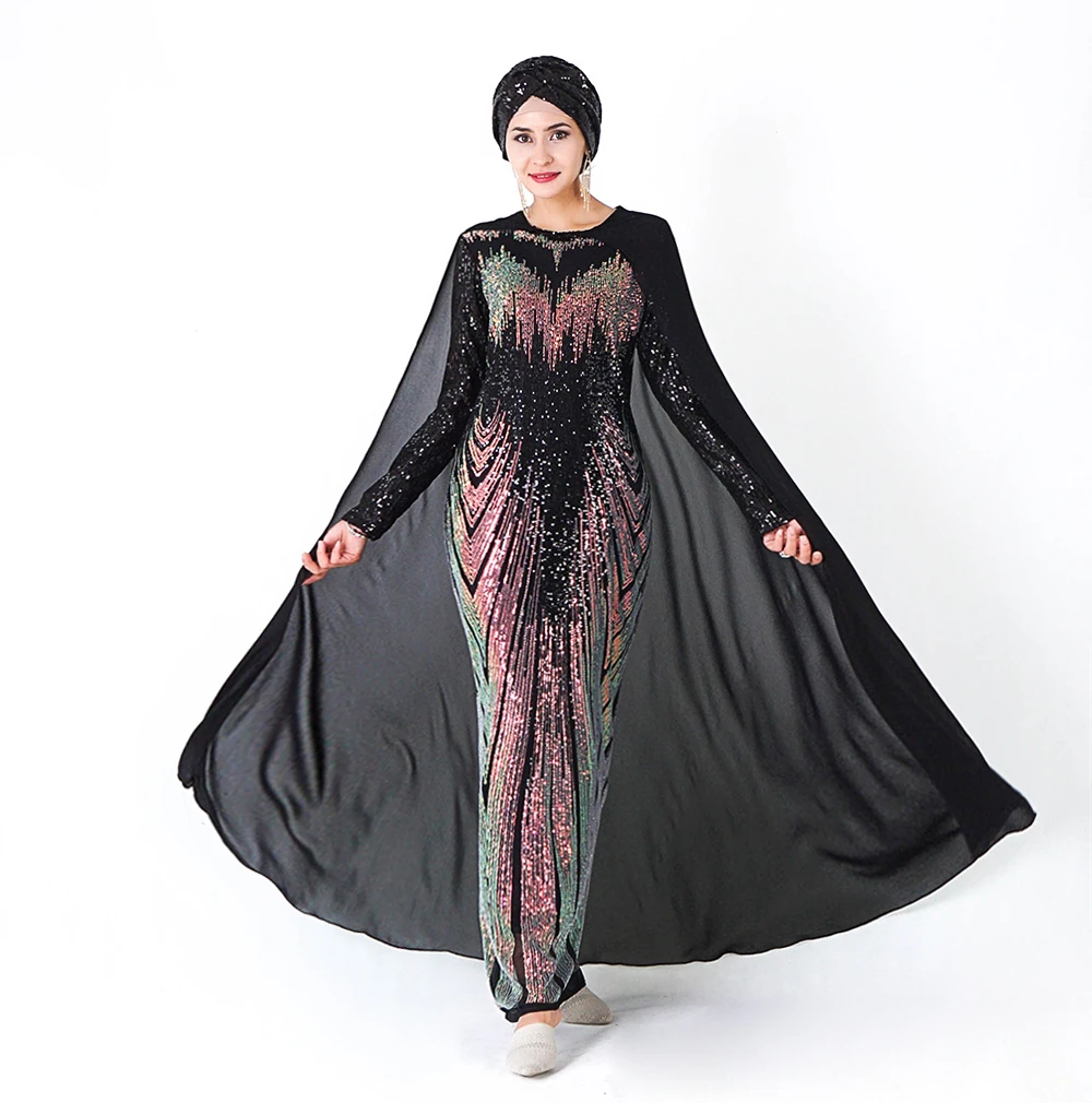Islam Dress Abaya Fashion Women Sequins Embroidery Robe Arab Party Gowns Muslim 