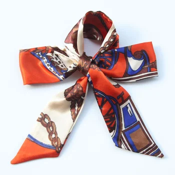 Manufacturer Women Custom Natural Dressing Twill Narrow Polyester Bag Belt 90cm Ribbon Small Silk Satin Scarf for Bags