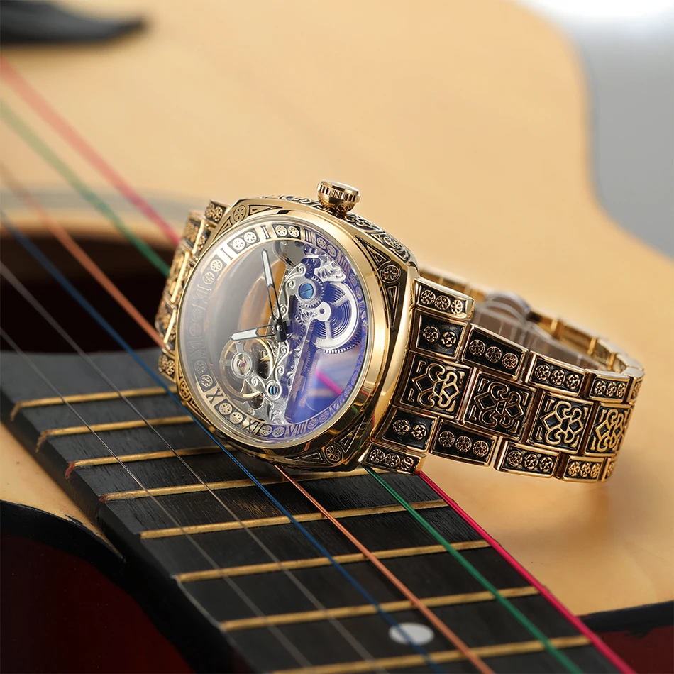 Forsining Men's Automatic Mechanical Watch Vintage Hollow Style_voghion.com