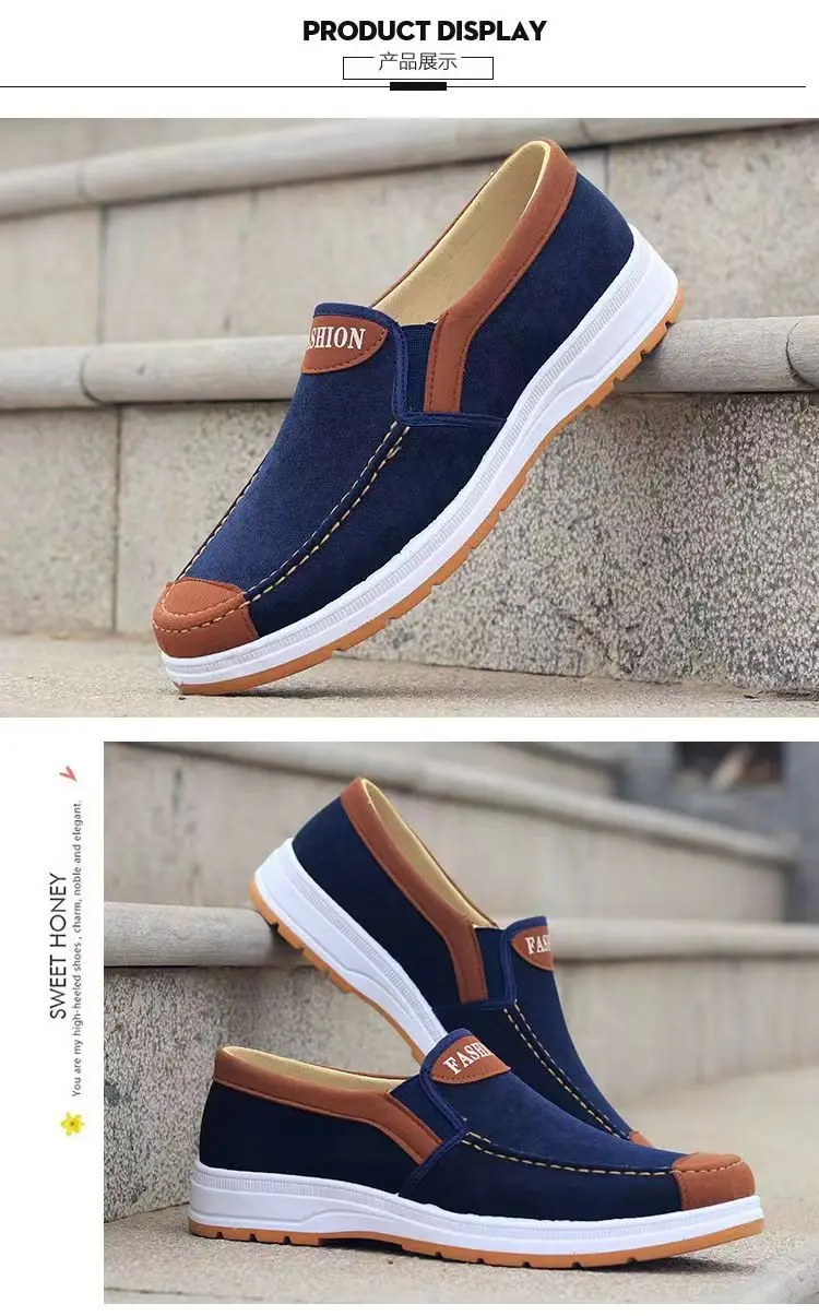 Hongyan Men's Canvas Shoes Men's Slip-on Loafers Beef Tendon Sole Anti ...