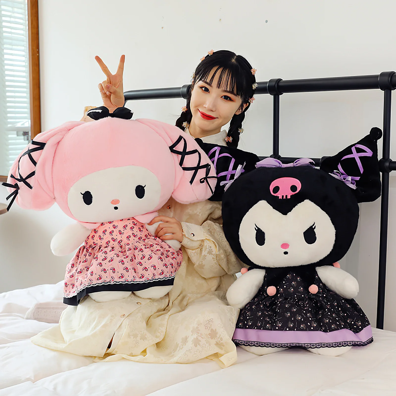 60cm Kawaii Kuromi My Melody Plush Toy Large Banquet Skirt Suit