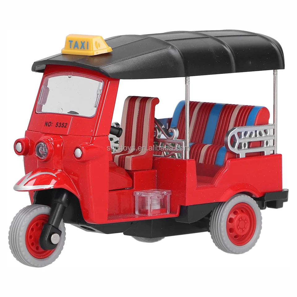 Children Tricycle Vehicle Toy Simulation Pull Back Thai Tricycle Alloy Tuk Tuk Car Model Toy