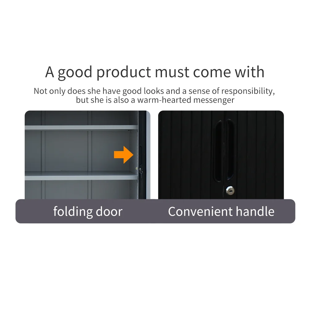 Modern Double Sliding Door Rolling Shutter Storage Steel Cabinet Tambour Door Top Filing Cupboard for Home School Hotel
