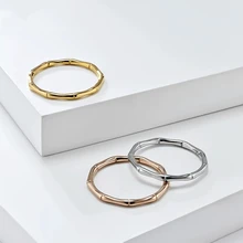 2mm Bamboo IP Gold Silver Rose Gold Daily Wear Fashion Ring Jewelry for Women Stainless Steel Rings Women Wedding Rings