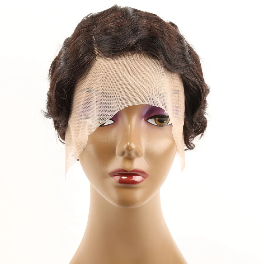 Short Bob Deep Wave Pixie Cut Transparent Lace Front Human Hair Wigs Black Women Brazilian Loose Deep Curly Wavy Human Hair Wig