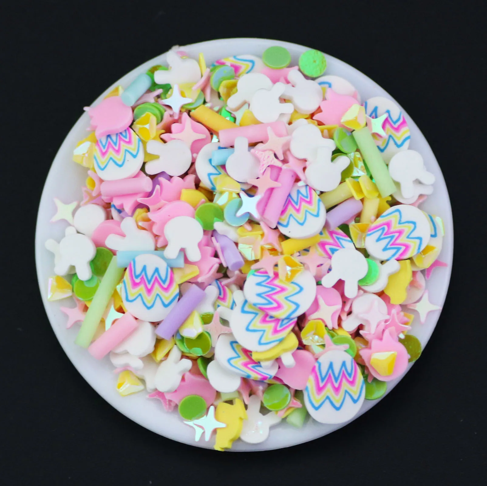 500 г белые яйца кролика цыплят тюльпаны пасхальные посыпки полимерной глины разбрызгивают Ломтики Для слайма