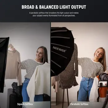 NEEWER Parabolic Softbox Quick Set up Quick Release Folding with Diffusers Honeycomb Grid Bag detail image