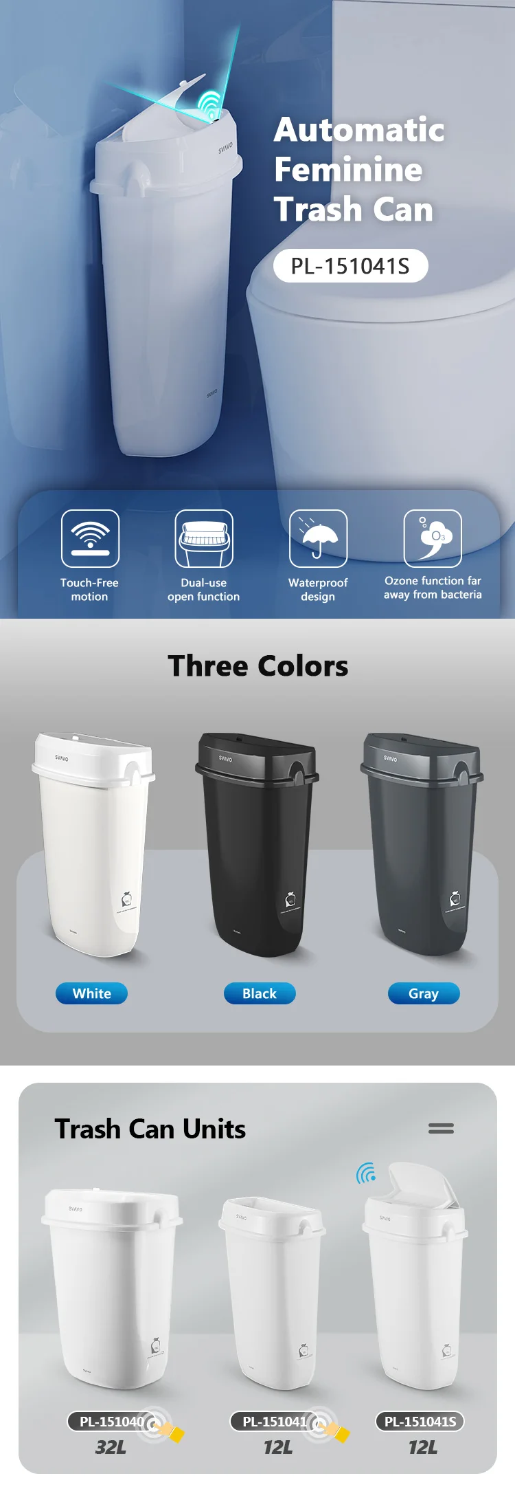 Commercial 12l Lady Sanitary Bin Wall Mounted Waste Bin Automatic