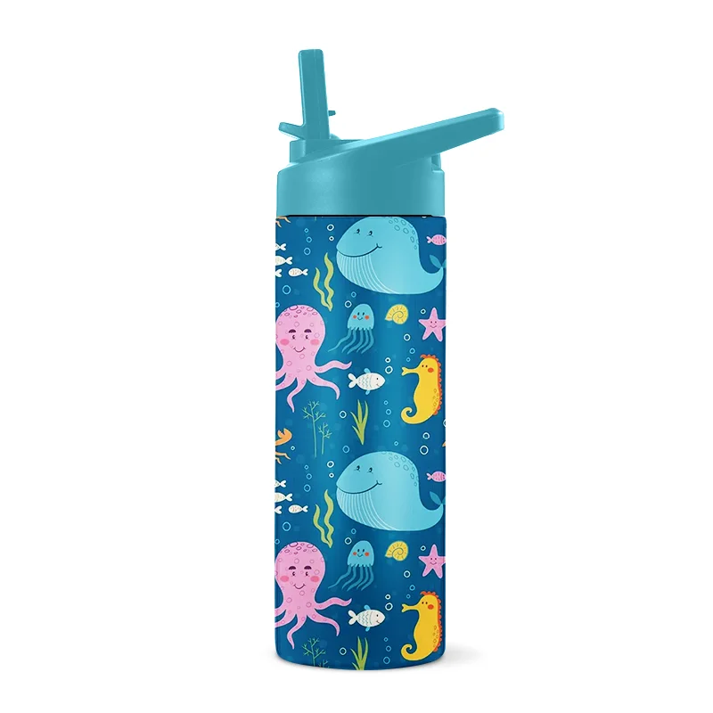 Narwhal Zoo Stainless Steel Little Kid Straw Bottle