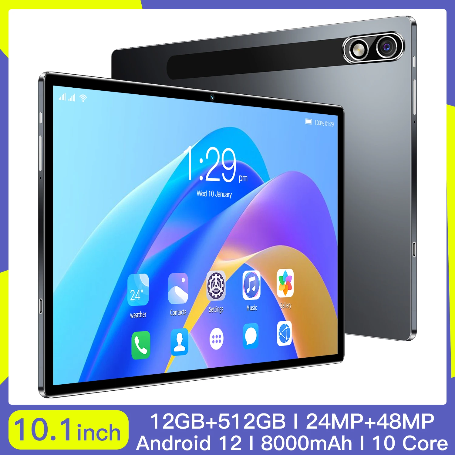 【Android 12 タブレット】10.1インチ　2GB+64GB+512GB 安い10.1インチのドローニング学習RAM12G 512GB ROM Android