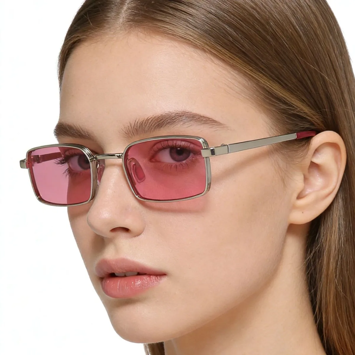 2026 New Small-Batch Classic Square Purple Lenses UV400 Retro Slim Metal Sunglasses_voghion.com