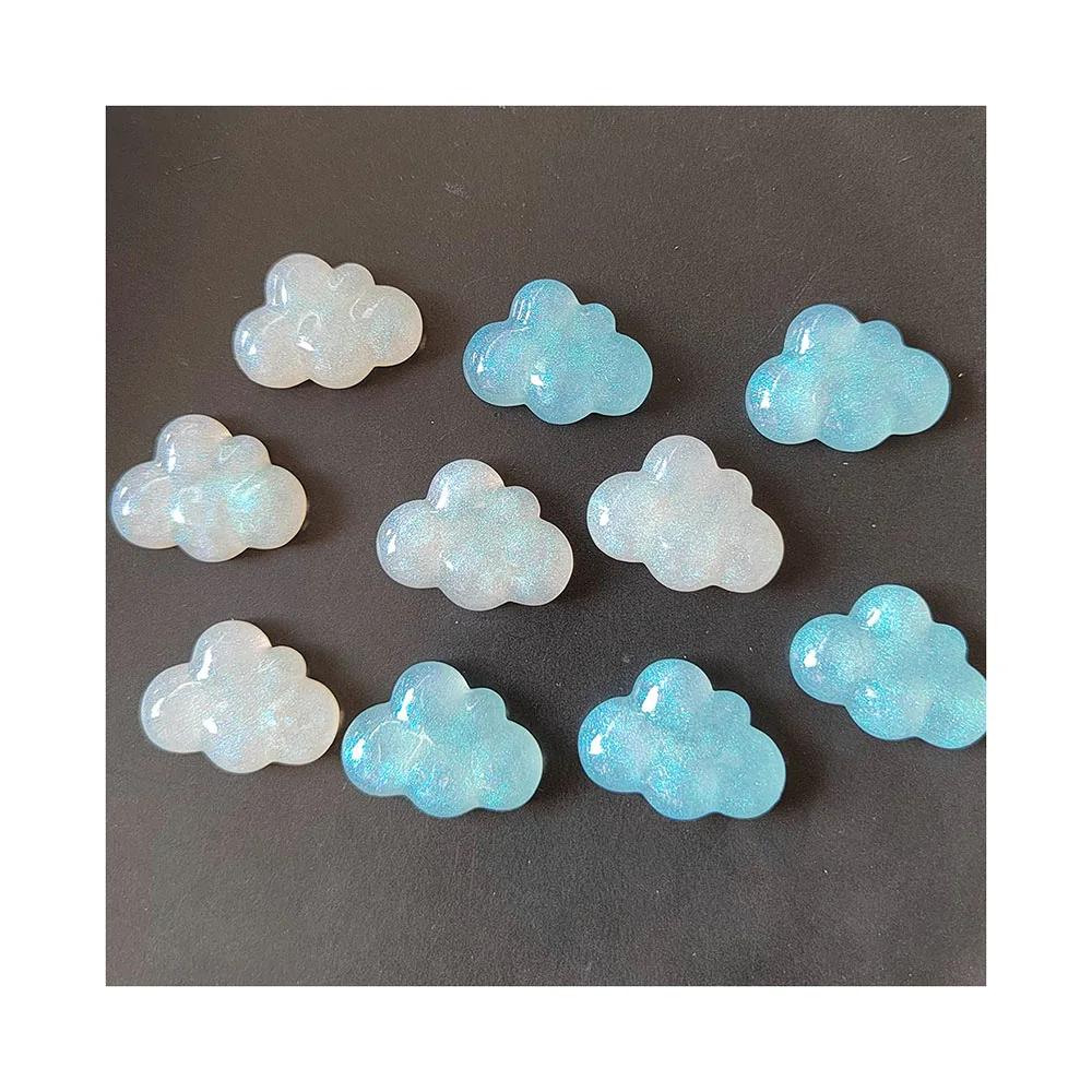 100Pcs New Colorful Glitter Cloud Embellishment Buttons Flatback Resin Cabochons for DIY Phone Handcraft  Handmade Decor
