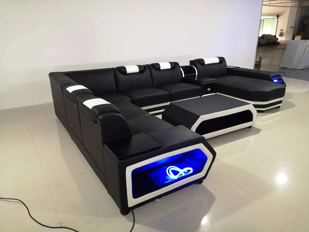 Cbmmart Modern Living Room Leather Sofas Set Furniture Multifunction