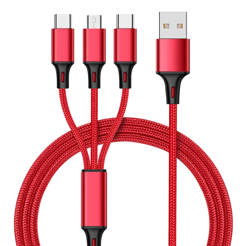 3in1 USB Cable for IPhone Fast Charger Charging Cable for Xiaomi Huawei Samsung Micro USB Phone Type C Charger Wire for IPad