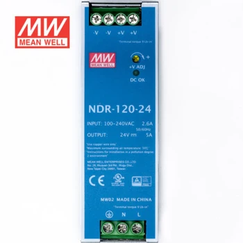 MeanWell Ultra-Thin 120W Switching Power Supply NDR-120-12 NDR-120-24 NDR-120-48 12V 24V 48V DIN Rail 10A 5A 2.5A Output 50Hz