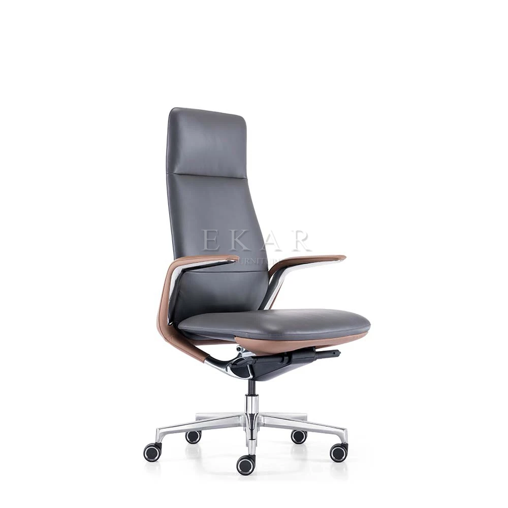 Latest high back leather gas lift chair ergonomic office chair with armrests