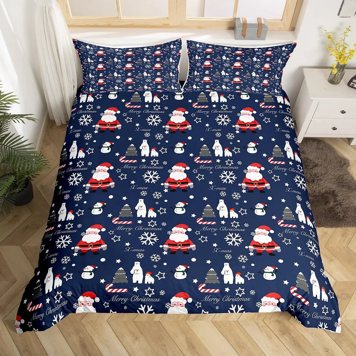 AOYATEX Merry Christmas duvet set Christmas bed sheet set microfiber Christmas bedding set details