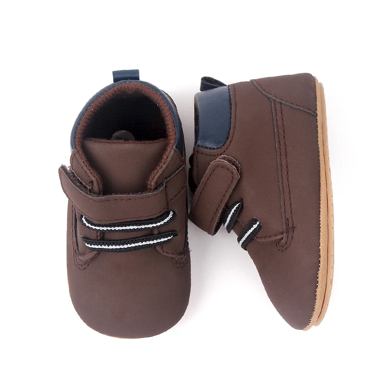 High Quality Hook&loop Design Soft PU Leather Baby Toddler Boys Shoes Prewalker Shoes for Boys factory