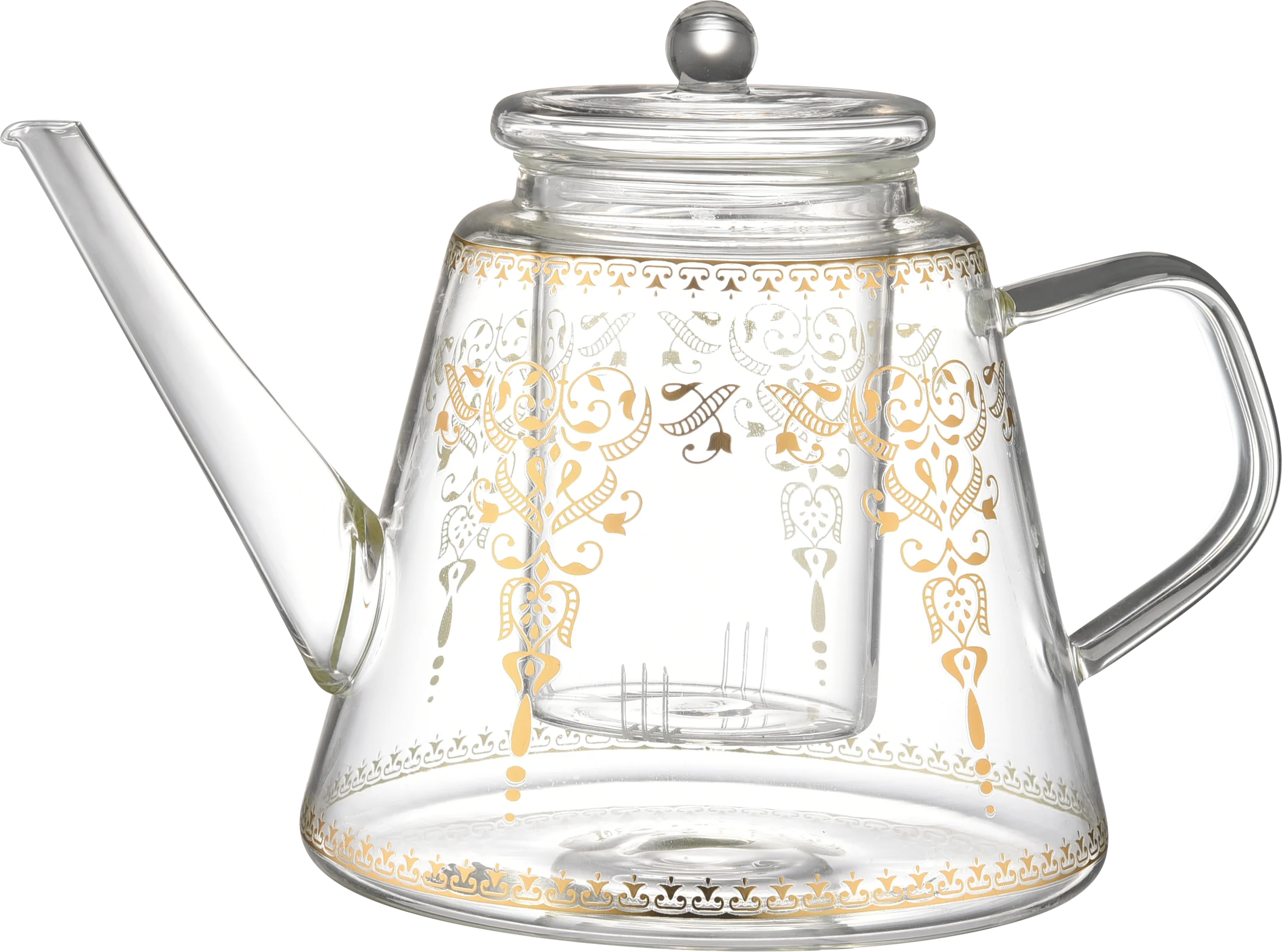 300ml Luxury Teapot Sets in Stock Fashion Kettle with Tea Cup with Gold Decal