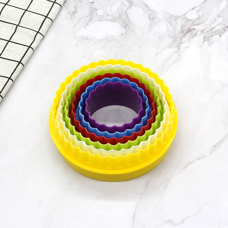 5pcs Assorted Colors Two Side Round Cookie Biscuit Cutters and Fondant Cake Cutters for Dessert Plastic Round Cookie Cutters