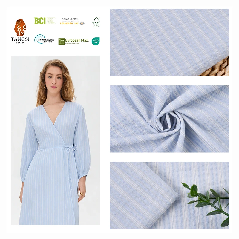 New High Quality Woven  Fabric With  Fashion Designs Cotton Poly Blended Fabric Yarn Dyed Fabric   for  Clothes