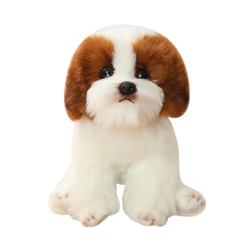 New Sunrise Customizable Lifelike Soft Simulation Plush Dog Series Welsh Corgi Sitting Bulldog Pekingese Golden Retriever