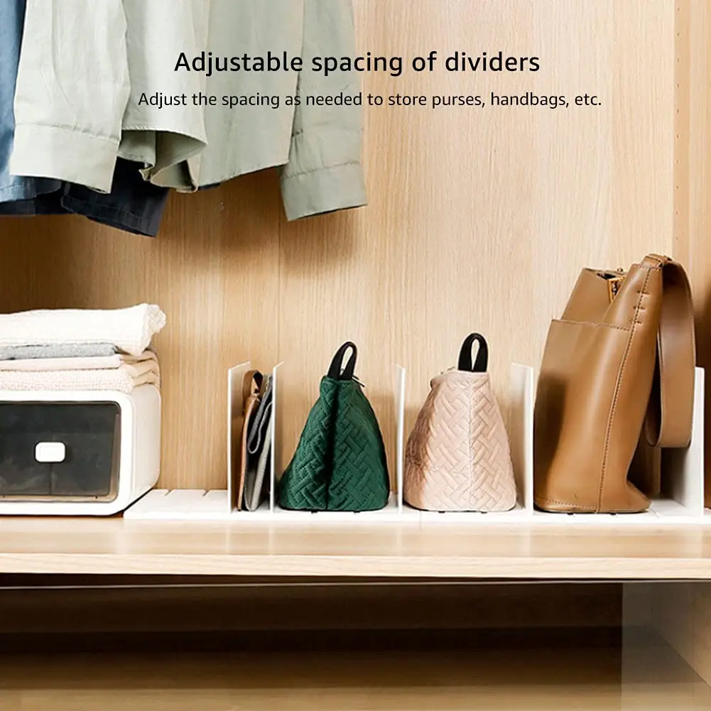 Clear Adjustable Plastic Shelf Divider Pushers System Organizer For