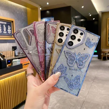 Wholesale Bling Diamond Glitter Butterfly Mobile Phone Case for Samsung S25 S24 S23 Ultra Shockproof Cover A16 A26 Luxury