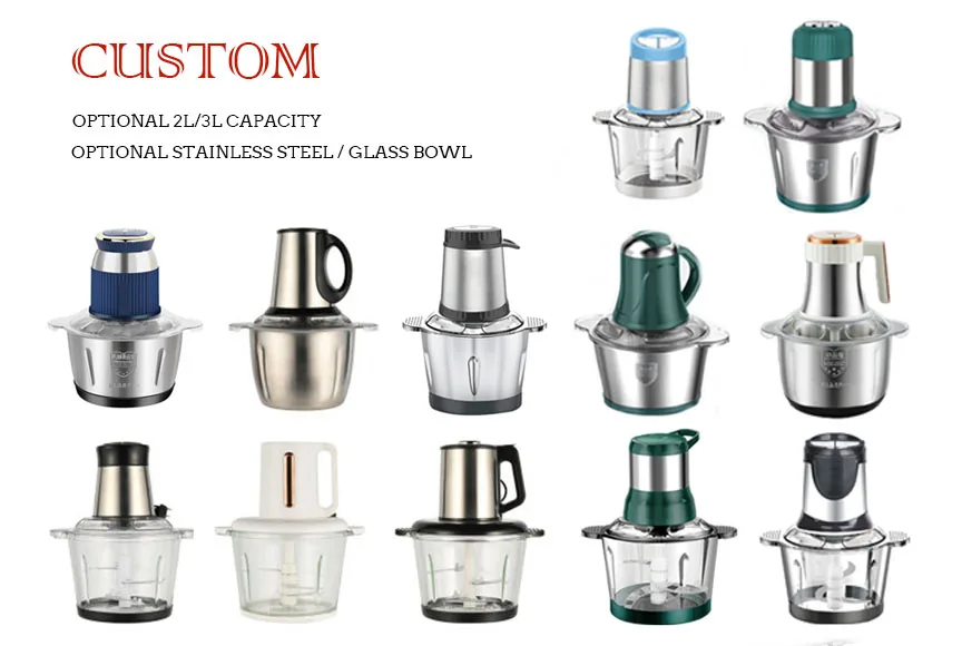 500w Multipurpose Electric Food Processor With 4 Blade Glass Bowl For