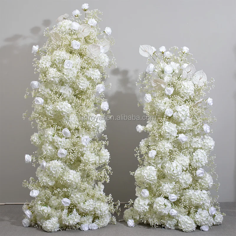 Customized Floral Design Artificial Flower Rows Wedding Backdrop Arch Frame With Flowers