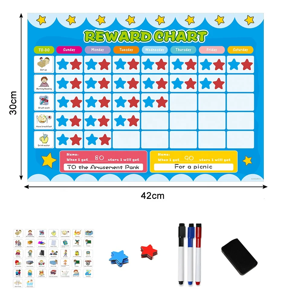 Best Selling Custom PET Material Kids Whiteboard Dry Erase Magnets To-Do List Children's Reward Chart with Features supplier