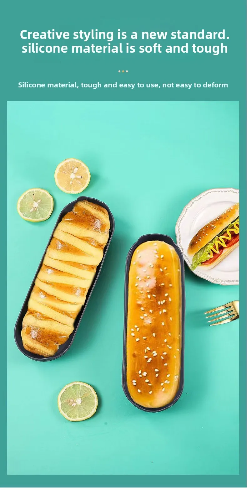 4-Piece Silicone Cake Mold Set High Temperature Resistant Oval Baguette Baking Pan Rectangular Kitchen Tools for Baking factory