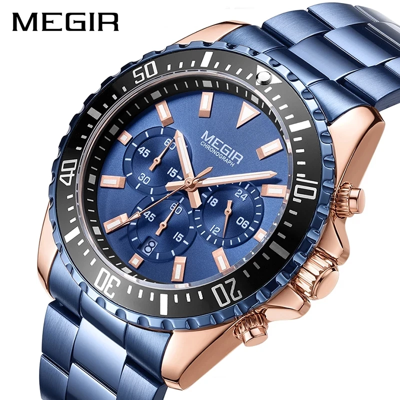 Megir stainless steel sales watch