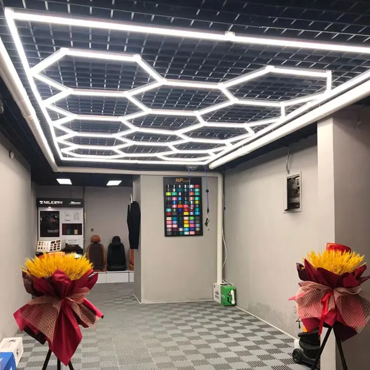 蜂窝细节灯条六角形照明洗车站车库灯天花板设计六角形发光二极管灯 - Buy 可变形8英尺 * 16英尺led线性六角管灯挂灯细节蜂窝led六角 ...