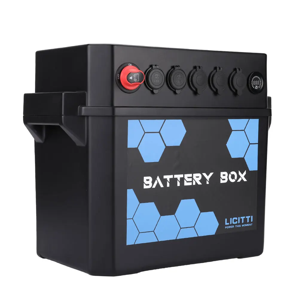 Licitti Rv Empty Solar 12V Plastic Lithium Storage Marine Abs Lifepo4 Diy Battery Box